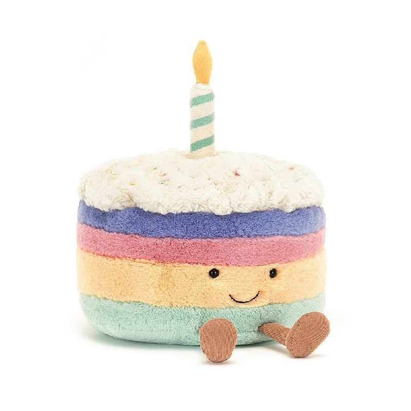 Plush Unicorns with Shiny Horns for Children's Birthday GiftsJellycat Amuseable Rainbow Birthday Cake