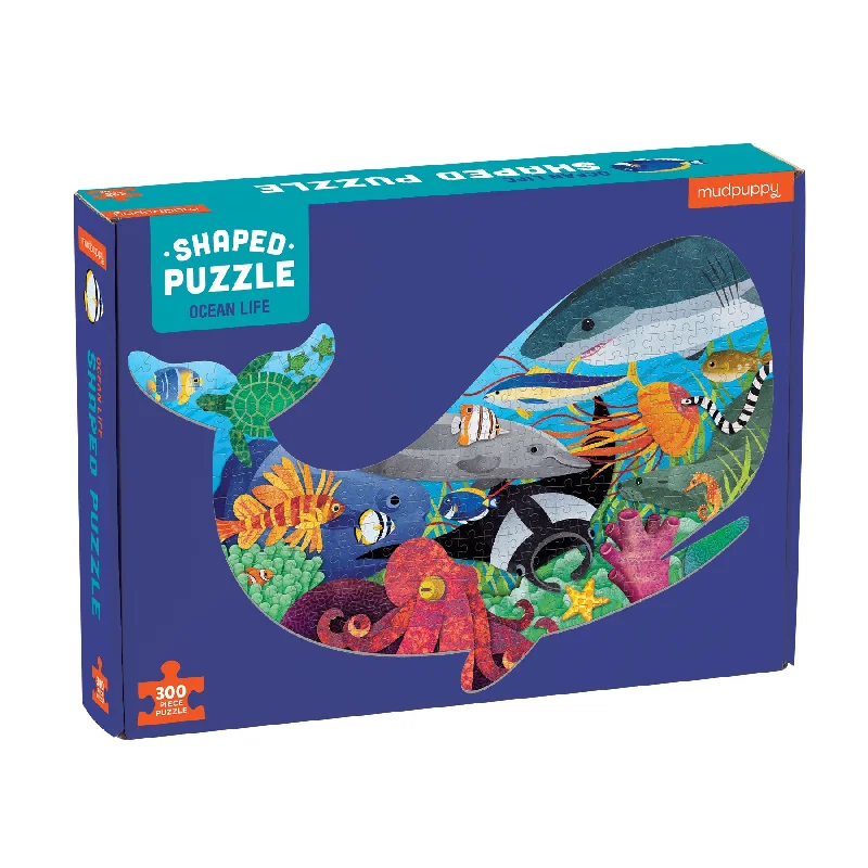 Scented Wooden Puzzles with a Fresh Pine Aroma for a Sensory ExperienceOcean Life Shaped Puzzle (300 Pieces) by Mudpuppy