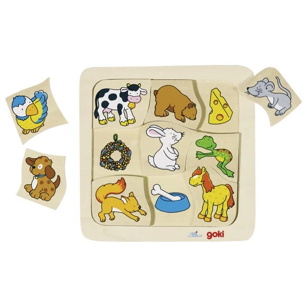 Scented Wooden Puzzles with a Fresh Pine Aroma for a Sensory ExperiencePuzzle, who eats what?