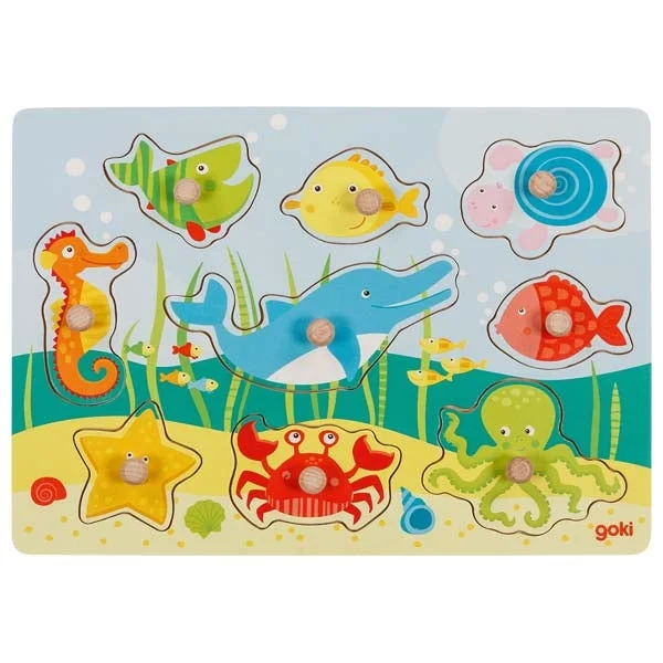 Puzzle - Mat Included Wooden Puzzles with a Botanical Garden Theme for Comfortable AssemblyLift-out puzzle - Underwater world II